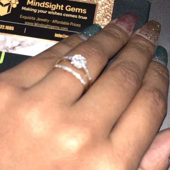 10k solid gold real solitaire diamond engagement bridal ring set free appraisal! - Picture 7 of 13